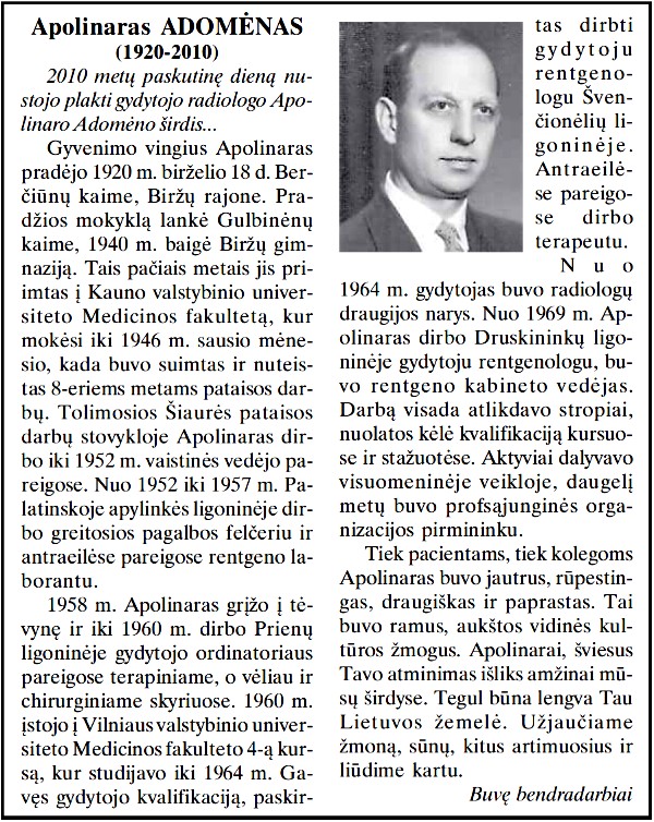 Apolinaras-Adomėnas „Druskonis“, 2011 Nr. 1